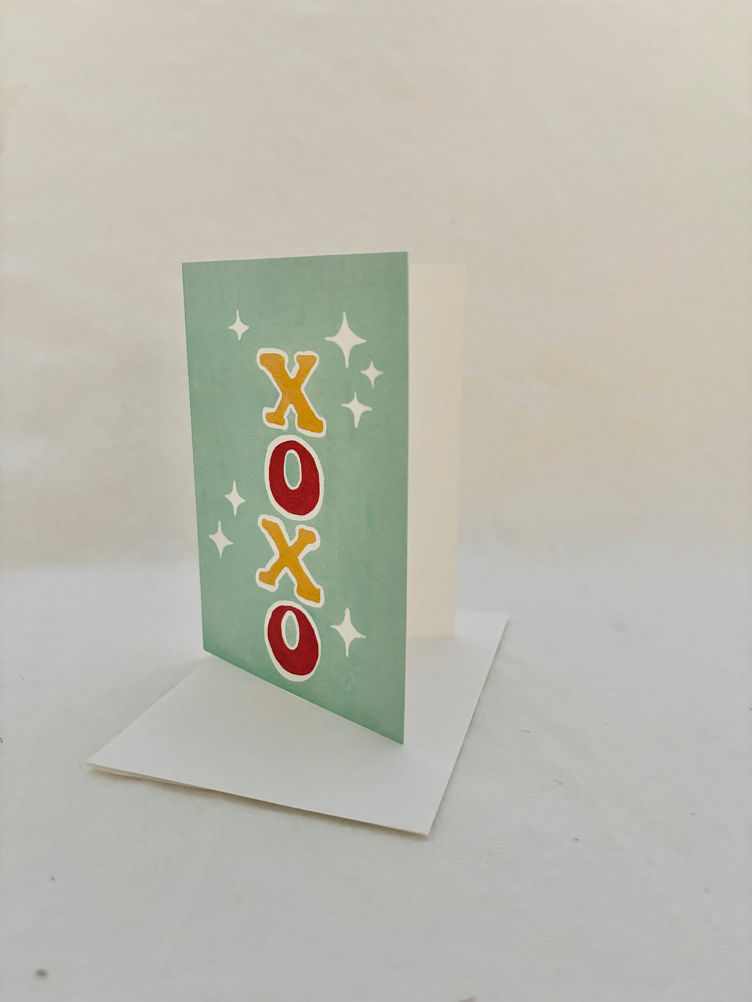 XOXO Retro Valentine's Folded Notecard with Envelope