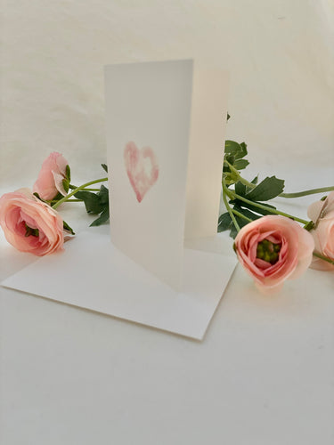 Pink Watercolor Heart Folded Notecard with Envelope