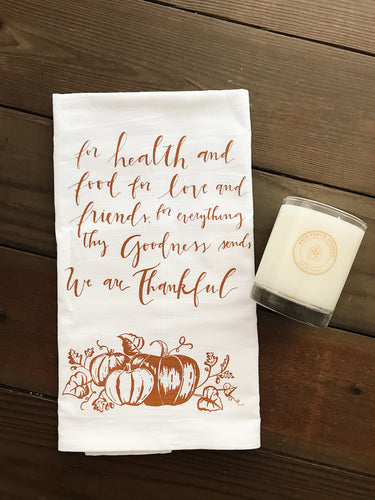 “We Are Thankful” Screen-Printed Towel