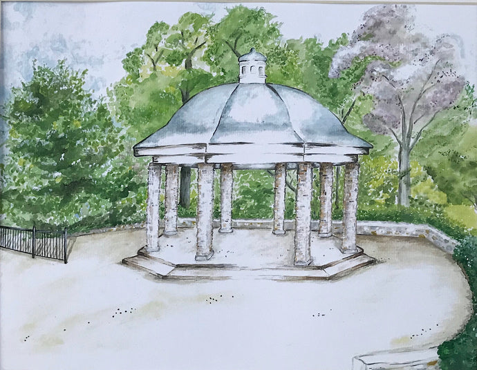 Gazebo at Burritt on the Mountain watercolor painting by Lisa Aldridge